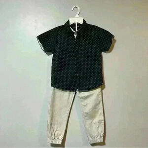 Kenneth Cole 2-Piece Set Boys Sz 5 Short Sleeve shirt /Jogger  Pants 100% Cotton